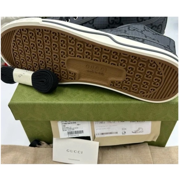 Gucci Men's 1977 tennis High-Top Sneakers size 10.5 made in Italy - Picture 6 of 8